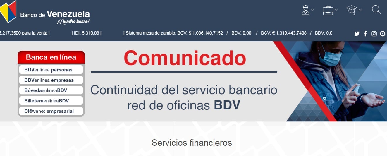 bdv en linea del banco de venezuela